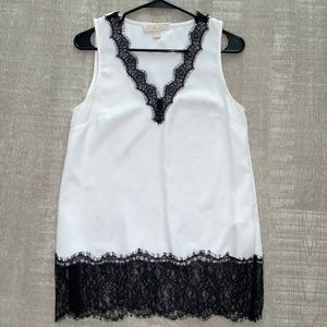 Michael Kors Sleeveless White & Black Blouse